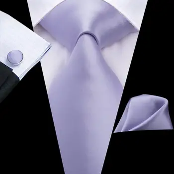 Alyvinė Violetinė Kietas 2023 Naujas Elegantiškas Mens Ryšius Hanky Cufflink Šilko Necktie Vyrų Vestuvės Verslo Mados Prekės Ženklo Hi-Lygiosios