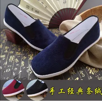 EU38~EU48 DIDELIS DYDIS rankų darbo medvilninio audinio, wushu kovos menų batai kung fu batai chi tai sneaker aukščiausios kokybės mėlyna/raudona/juoda