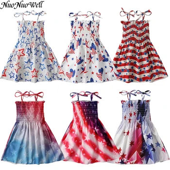 Nepriklausomybės Dieną, Komplektai, Vaikams, liepos 4-osios Mergaičių Suknelė, Diržas Tėvynės Suknelės Baby Girl Karnavalas Šventė Kostiumas