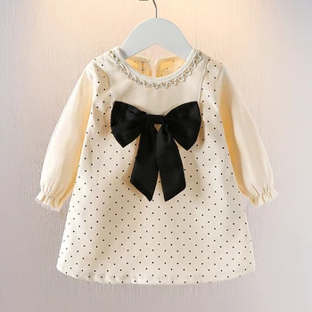 baby girl dress pavasarį, rudenį bamblys mergina drabužius su laivapriekio taškų spausdinimo korėjos stiliaus mados mergaitės, vaikai komplektus 1/2/3year
