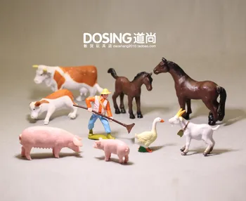 Miniatiūriniai Modeliavimas Gyvūnų Modelio Mielas Kiaulių, Karvių, Avių Kolekcines, Statulėlės, Naminių Žąsų Figūrėlių, Žaislai Vaikams, Lėlės Namų Dekoro