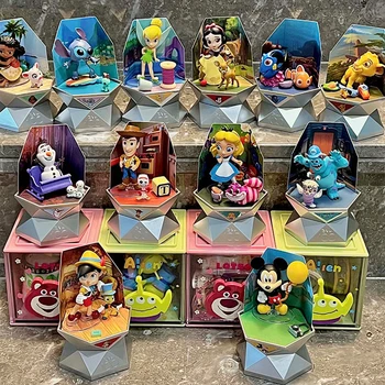 Disney Originali 100-Osioms Aklas Lauke Anime Užšaldyti Princesė Mickey Mouse Veiksmų Skaičiai Pvc Modelis Statula Paslaptinga Dėžutė Žaislas