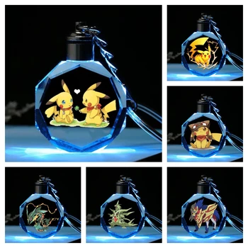 Pokemon Anime Pav Pikachu Togepi Charizard Eevee Jigglypuff Crystal Šviesos Keychain Pakabukas Vaikų Žaislas Gimtadienio Dovanos