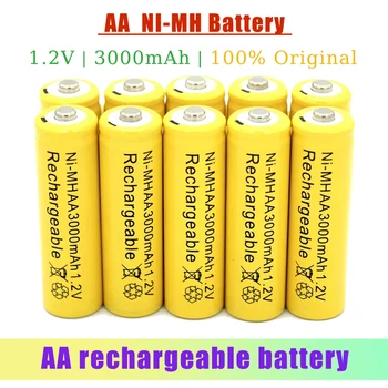 Naujas 1.2 V AA Įkraunamos Baterijos 3000mAh NI-MH iš Anksto įkrauti Baterijas AA Baterijos Žaislų Kamera, Mikrofonas, Žibintuvėlis, Elektriniai Žaislai