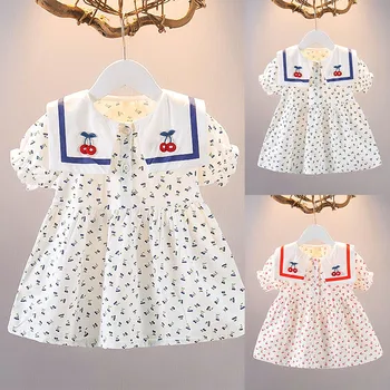 Korėjos Versija Baby Girl Drabužiai Suknelė Bamblys Vasaros Sluoksniuotos Rankovėmis Mielas Gėlių Princesė Dress Kūdikių Mados Atsitiktinis Suknelė