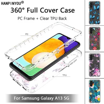 Samsung Galaxy A13 5G Aišku, atsparus smūgiams Visiškai Padengti Atveju PC Frame & Minkšto Silikono TPU Atgal Screen Protector, Bamperis Shell