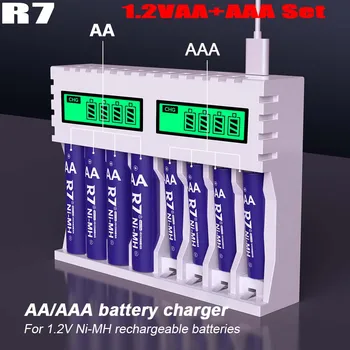 R7 1.2 V AA AAA tipo Įkraunamos Baterijos NI-MH AA 2000mAh baterija AAA baterijos 800mAh aa aaa su skystųjų KRISTALŲ AA AAA Įkroviklis