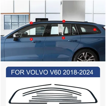 2018-2024 modelis tinka Volvo V60 grotelės, lango juoda dekoratyvinės juostelės Automobilių reikmenys