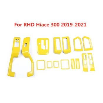 15vnt Geltona Automobilio Interjero Stiliaus Brūkšnys Metrų Lizdo Langų Valdymo Įrankių Skydelis Stick Padengti Toyota Hiace 300 2019 2020 2021