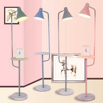 Macaron LED grindų lempos geležies lentyna, lempa, miegamojo kambarį tyrimas kavos staliukas stovi lempa LED akių apsauga sėdi lempos