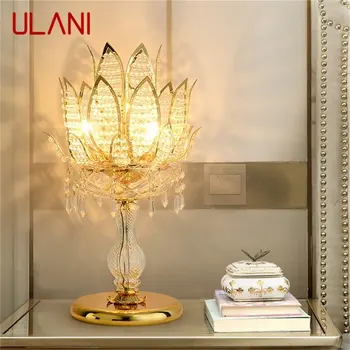 ULANI Prabangių Stalo Lempa Kristalų Modernus Aukso Lotus Kūrybos Apdailos LED Stalinis Žibintas Namų Lovos