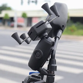 Motociklo Kampu Bazės Kreivas Burną Veidrodžio Laikiklis 10 mm Skylė Kamuolį Galva Adapteris Dirbti RAM Mount Kamera Smartphone Priedai
