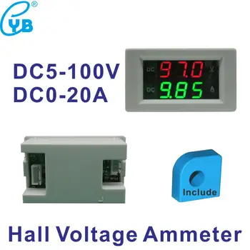 DC Salė Įtampos Ammeter DC 20A DC 5-100V Du Laidai LED Skaitmeninis Volt Amp Skaitiklis, Dabartinis Stebėti Amperemetre su Transformatorius Salė