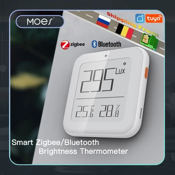 MOES Smart ZigBee/Bluetooth Akių Temperatūros ir Drėgmės Jutiklis, Šviesos Ryškumą Jutikliai, Termometras Tuya Smart Alexa Kontrolės