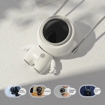 Naujas usb portable pakabinti pakabinti virvę mažas ventiliatorius nešiojamą tingus kaklo mini lapai astronautai mažas elektrinis ventiliatorius