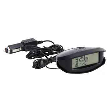 12-24V Automobiliu LED Skaitmeninis Laikrodis/Iš Temperatūros Voltmeter Mėlyna