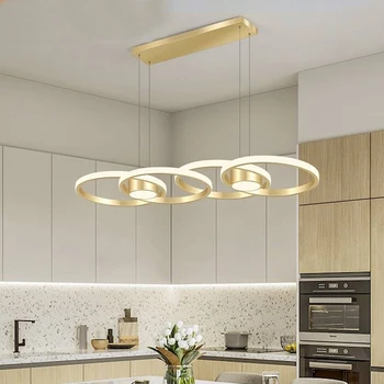 Šiuolaikinių LED Nepriklausomo Lempos Šiaurės Europoje Paprastos Konstrukcijos Meno Aukso Aliuminio Liustra Tinka valgomajame, Virtuvėje Lamps2023