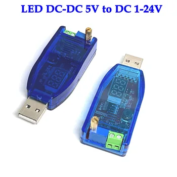 LED DC-DC 5V DC 1-24V Reguliuojamas Potenciometras USB Žingsnis Aukštyn/Žemyn Spardytis Boost Konverteris Maitinimo Įtampos Reguliavimo Modulis