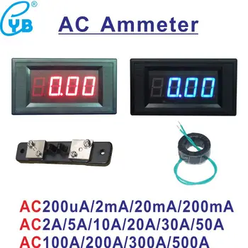 YB5135A AC LED Skaitmeninės Srovės Matuoklis Amperas Metrui AC 200mA 2A 10A 50A 100A 200A 300A 500A Micro Ammeter Milli Amp Metrų ICL7107