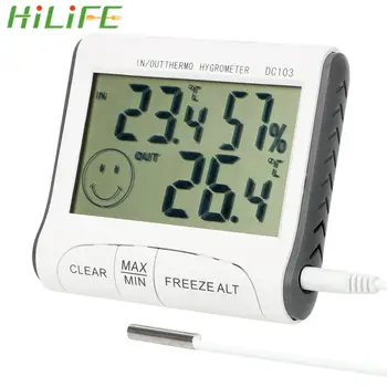 HILIFE Termometras, Buitiniai Termometrai Nešiojamas Skaitmeninis LCD DC103 vidaus ir Lauko Naudojimo Temperatūra: Drėgmės Matuoklis