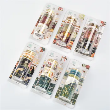 6pcs Washi Tape Estetinės Raštinės reikmenys Nustatyti Derliaus Įvairūs Lipdukai Scrapbooking Popierius Dienoraštis Dekoravimo Kawaii Mokyklos Reikmenys