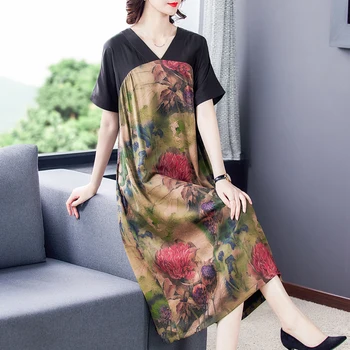 Vasaros Trumpomis Rankovėmis Gėlių Viskozė Midi Suknelė 2023 Elegantiškas Prarasti Wasit Plius Dydis Suknelė Moterims Korėjos Elegantiška Vintage Suknelės Casaul