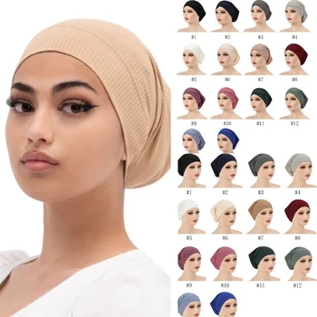 Naujas Briaunoti Hijab Juosta Minkštas Modalinis Musulmonų Turbaną Skrybėlę Vidinis Hijab Kepurės Islamo Underscarf Variklio Dangčio Moterų Headwrap Turbante Mujer