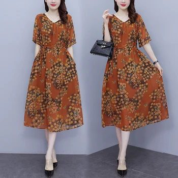 2023 spausdinti suknelė vasaros nauji didelio dydžio moterų suknelė katsuwonus temperamentas sijonas