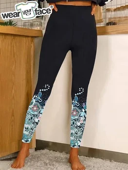 Spalvų Gėlės Sporto salę Jogos Legging 3D visoje Spausdinti Seksualus Atsitiktinis Streetwear JAV Dydis Fitneso Elastinga Moterų Mergina Drabužių