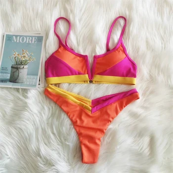 2023 Bikini Moteris Kratinys maudymosi kostiumėlį Karšto Thong Brazilijos maudymosi Kostiumėliai, Moterų Orange Naujas Vasaros Micro V-juostos Briaunoti Maudymosi Kostiumai S-XL
