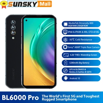 Blackview BL6000 Pro 5G 8GB Išmanųjį telefoną 256 GB Octa Core 48MP Kamera 6.36 colių Pasaulio Versija Vandeniui Mobilųjį Telefoną 5280mAh Baterija