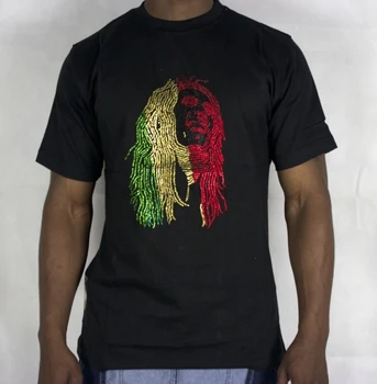 Laikas Yra Pinigai, Bob Marley T Shirts Cirkonio Multi Rasta Hiphop Bling Rap Tees