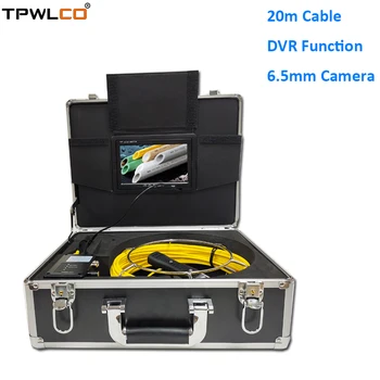 Endoskopą Drenažo Kanalizacijos Fotoaparatą Sistema, Su DVR Funkcija 7inch Stebėti 6.5 mm Vamzdžių Tikrinimo Kamera 20m Kabelis