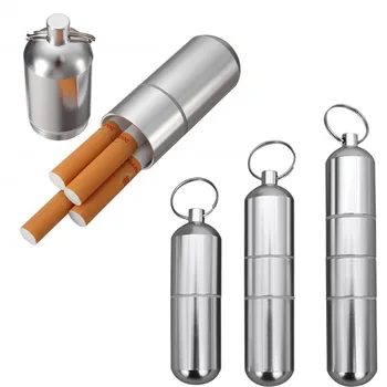 Naujas Key Chain Sidabro Aliuminio Lydinio, Cigarečių Dėžutės Vandeniui Cigarečių Atveju Tablečių dantų krapštuką Kapsulės Laikiklį su Keychain Mens Gif
