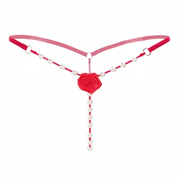 apatinis trikotažas Moterims apatinės kelnaitės seksualus apatinis trikotažas g-string tanga bragas thong micro Plonas lynas 3D rose Zawalcowany pearl Jokių pėdsakų Kvėpuojantis lytis