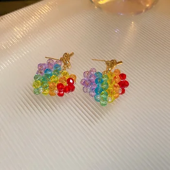 ALLNEWME Korėja Nerijos Rainbow Crystal Širdies Lašas Auskarai Aukso spalvos Rišti Tabaluoti Auskarai Moterims Pareiškimą, Šaliai, Papuošalai