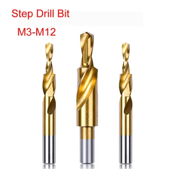 1Pcs Counterbore Du Subland Žingsnis Core Twist Drill Bit Titano Danga, Metalo 90 180 Laipsnių Kūgio Gręžimo Įrankis M3-M12