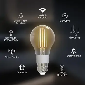 Už Alexa, Google Namų Protingo Gyvenimo Tuya Smart Moes App Vintage Stiliaus Balsu Smart Home Led Šviesos Lempos Smart Kaitrinės Lemputės