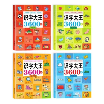 4Pcs Paveikslėlių Knygą 3600 Žodžius, Kinų Simbolių Pinyin Han Zi Skaityti Ankstyvojo Ugdymo Raštingumo Nušvitimą Vaikų Amžius 3-8 Metai