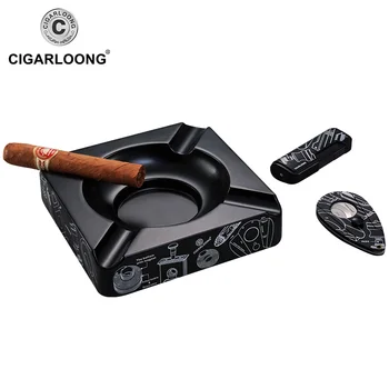 Cigarų Peleninę 3pcs Rinkiniai Nešiojamų Nerūdijančio Plieno Cigarų Cutter Su žiebtuvėlis ir peleninė CQ-0112