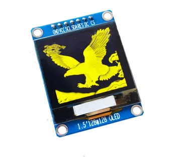 IPS 1.5 colių 7PIN Balta/Geltona OLED Ekranas su PCB Lenta SSD1327 Ratai SSD 128*128 IIC/SPI Sąsaja