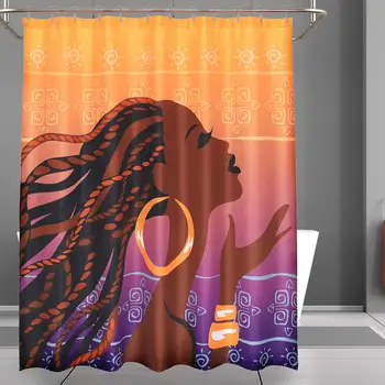 Barossa Dizaino Afrikos Amerikos Dušo Užuolaidos Gražus Juodas Mergina Spausdinimo Vandens Repelentas Medžiaga Juoda Meno