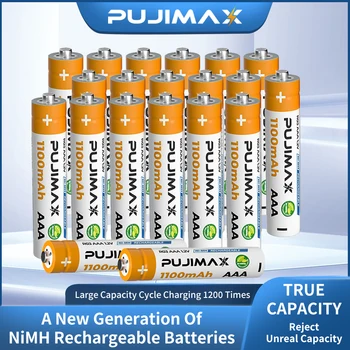PUJIMAX 20 Vnt AAA Baterijos 1.2 V 1100mAh NiMh Įkraunamos Baterijos Ni-mh 3A Baterijos AAA Battria Aukštos Energijos, Žibintuvėlis Žaislai