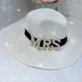 Ponia Pearl skrybėlę Bachelorette vištų Šalis Nuotakos Dušas nuotaka vasaros paplūdimio kaimiškas šalies vestuvės vestuvinis dekoravimas Dovana