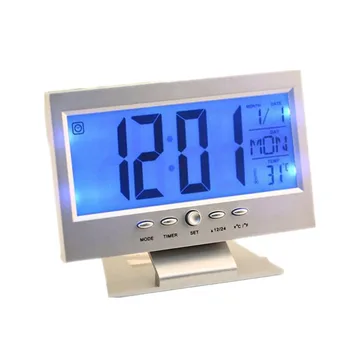 Balso Kontrolė Atgal-šviesos LCD Žadintuvas Oras Stebėti Kalendorius Su Laikmačiu Garso Jutiklis Temperatūros Dekoro Darbalaukio Stalo Laikrodis