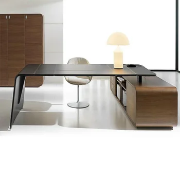 Šviesos prabanga medienos grūdų bosas stalo Pirmininkas stalas didelės klasės stalo kūrybos stalas Biuro odos stalas užsakymą paprasta