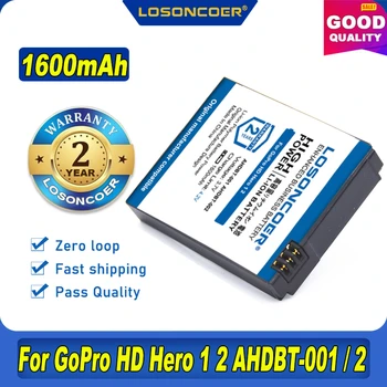 AHDBT-001 1600mAh AHDBT-002 AHDBT 001 002 Baterija GoPro Go Pro HD Hero 1 2 Hero1 Hero2 Autosporto Naršyti Lauko 960 1080P