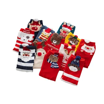 Kalėdų animacinių filmų dryžuotų moteriškų kojinių trimatis ausies kojines Kalėdų dekoracijos Kalėdų dovanos, Moterų kojinės