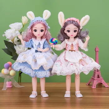Naujas Mados 1/6 Bjd Doll ir Drabužius, 3D Modeliavimas Akis Kelis Nuimamas Sąnarių Mergaičių 
