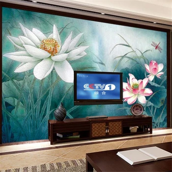 wellyu Individualų didelis tapetai, freskos 3d lotus pen dažymas dekoratyvinis dažymas viešbutis, restoranas, TV foną, sienos popieriaus обои